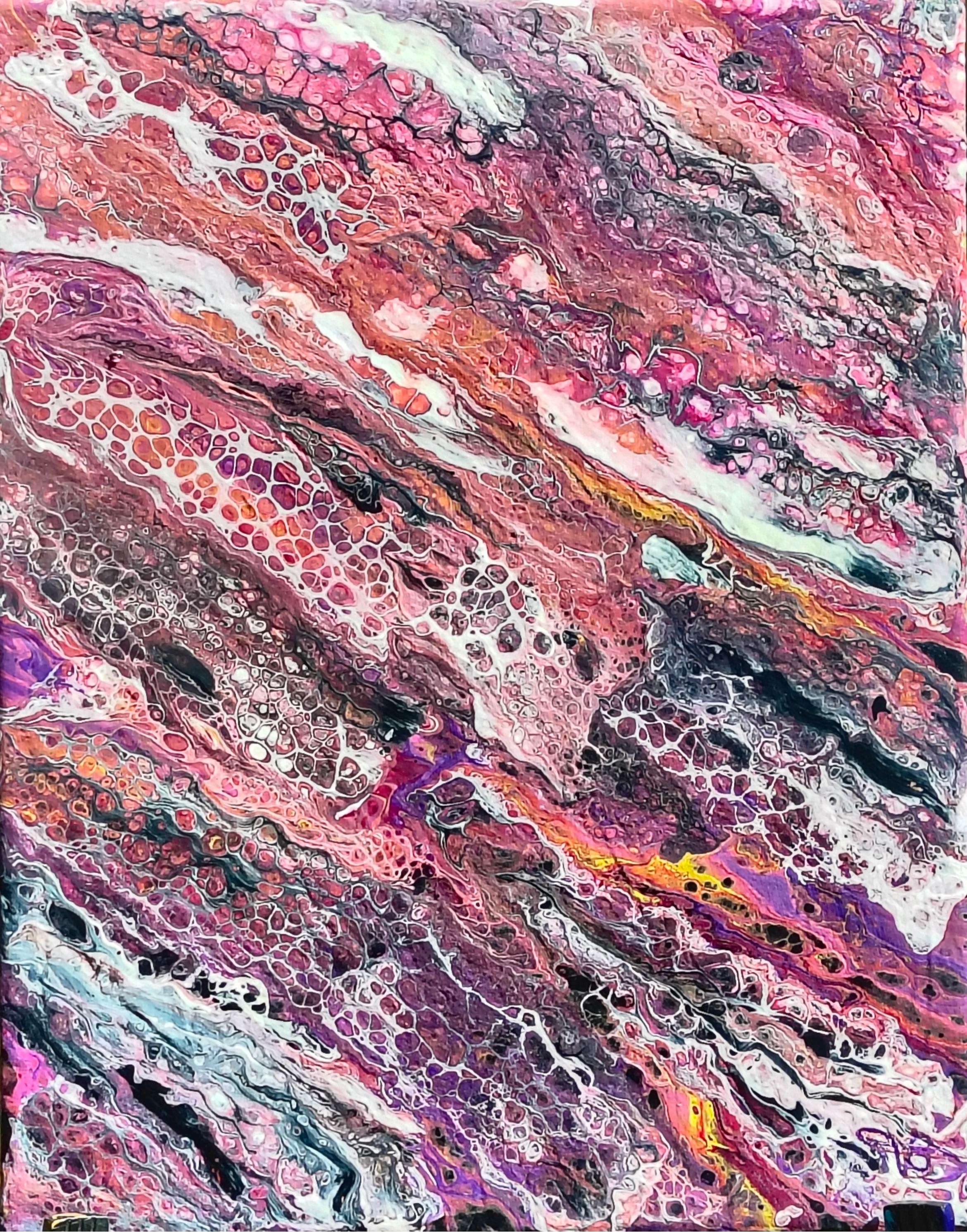 Rose Quartz Veins - abstract painting by Chris Broussard